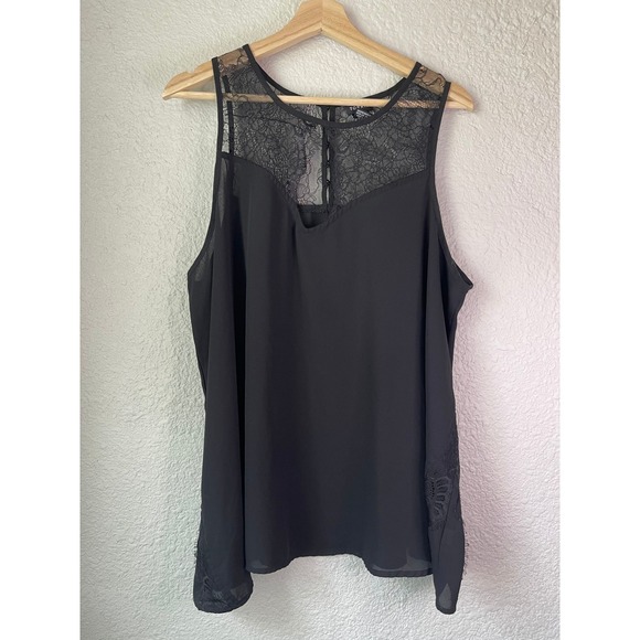 Torrid Blouse Tank Top‎ Lace Sleeveless Plus Size Party Top Black 18/20 - Picture 1 of 7